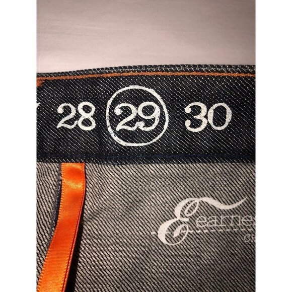 Ernest Sewn Size 29 Skirt Charlotte 55 Denim Jean Knee Distressed Wash Back Slit - Picture 5 of 8